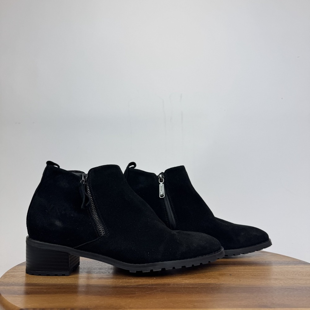 New Womens Blondo Samara Black Suede Heeled Waterproof Ankle Booties Size 9.5 M